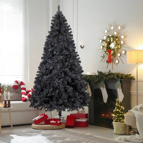 7.5 FT Pre-lit Black Artificial Christmas Tree with Remote Control & 400 Lights