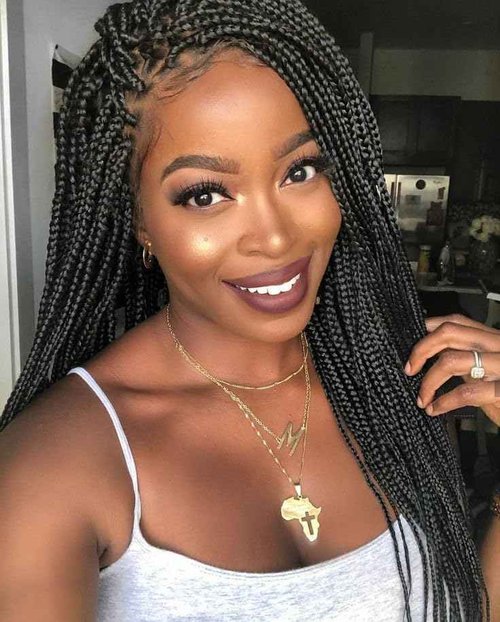 Top Remy Box Braided Wigs For Women 36"" Full Double Lace Braided Wig With Baby Hair Large Square Knotless Long Braided Wigs Synthetic Handmade Full Lace Braided Wig, Black