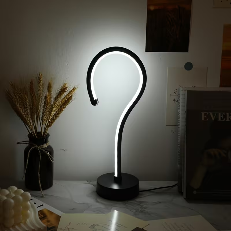 2-Pack Creative Question Mark Shape Table Lamps with 3 Color Dimmable USB Night Lights