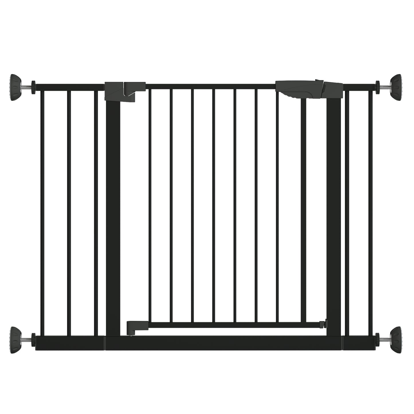Pressure Mounted Baby Gate with Walk-Through Design - Black