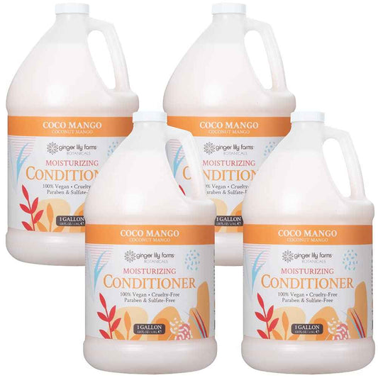 Ginger Lily Farms Botanicals Moisturizing Conditioner for Dry Hair, Coco Mango, 100% Vegan & Cruelty-Free, Coconut Mango Scent, 1 Gallon Refill (Pack of 4)