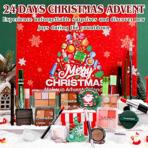 Makeup Advent Calendar 2025, Advent Beauty Calendar 24 Days Christmas Countdown Full Makeup Surprise Gift Kit for Women & Teen Girls