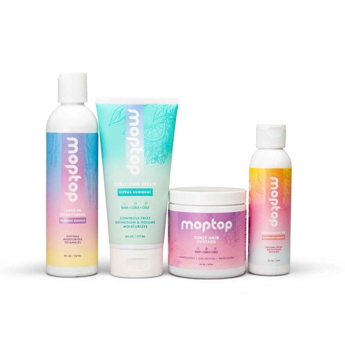 MopTop Curly Hair Products Set, Moisturizing Wavy Hair Routine, Leave-In Conditioner, Mongongo Oil, and Curly Cream and Gel, Defining Lightweight Hold, Women's Haircare Bundle