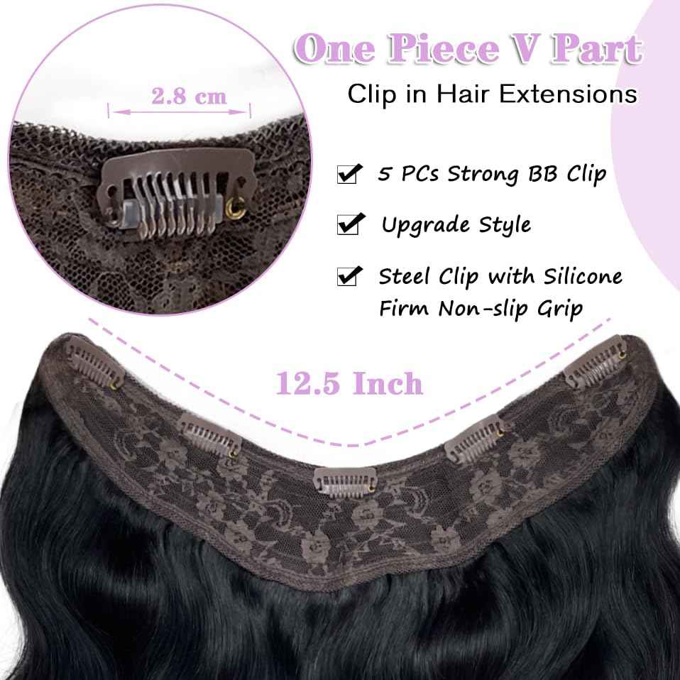 Human Hair Clip in Hair Extensions Invisible Hairpiece Brazilian Human Hair Jet Black 24Inch 120G for Women Adding Hair Volume Double Weft Silky Straight PU Clip in Hair Extensions