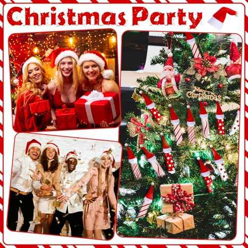 25 Set Christmas Peppermint Flavor Lip Balms Bulk 25 Pcs Candy Flavor Lip Balms & 25 Pcs Mini Santa Hats Cute Xmas Decoration Christmas Party Favor Stocking Stuffer Gifts for Coworker Staff Employee