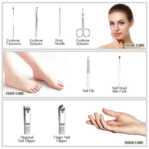 WILLBOND 50 Sets Manicure Set Bulk for Women, 8 in 1 Nail Clippers Kit with Travel Case, Nail Care Kit Stainless Steel Pedicure Grooming Tools for Family(Classic Style)