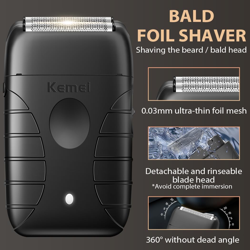 KEMEI Hair Clippers for Men Professional, Barber Clippers and Trimmers Set, Foil Shaver for Men,Cordless Hair Clippers and Barber Kit, Hair Cutting Kit, KM-2293Orange, KM-PG2290D, KM-T95