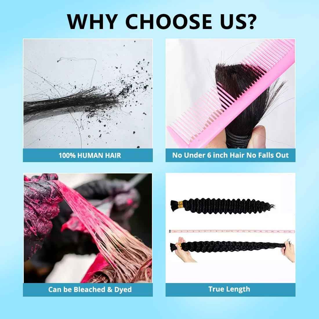 160g 5 Bundles 613 Blonde Human Braiding Hair Deep Water Wave Bulk 18 Inch Curly Human Hair for Boho Braids Hair Extensions No Weft 5 Braids Per Pack