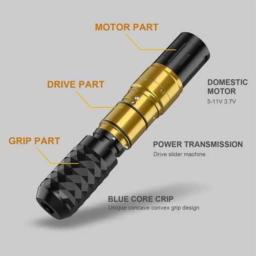 Tattoo Gun,Solong Tattoo Gun Kit Professional 2 Batteries 7 Strokes Wireless Tattoo Kit 6500Rpm Brushless Motor Digital LED Display Tattoo Machine with 20Pcs Tattoo Needles for Artists SL-TK0002-9