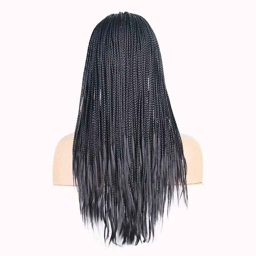 RONGDUOYI RDY 24 Inches Black Braided Lace Front Wigs for Black Women Natural Hairline Synthetic Wig Pre Plucked Glueless Braids Wig (180% Density,Style2)