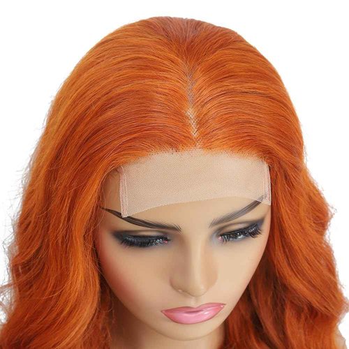 ZevPiul 22 Inch Orange Lace Front Wigs Human Hair Body Wave 4X4 Hd Transparent Lace Closure Wig Brazilian Human Hair Pre Plucked With Baby Hair Glueless Wig