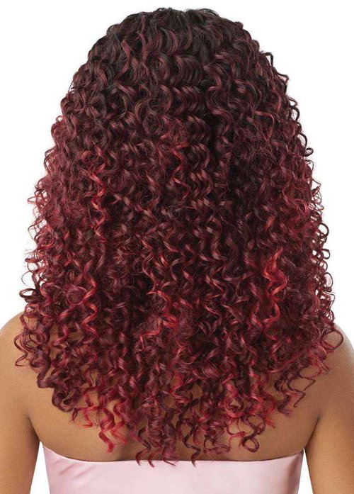 Outre Airtied 100% Fully Hand-Tied Wig - Human Hair Blend - Dominican Curly 22" (DRST2/CHOCOLATE CARAMEL)