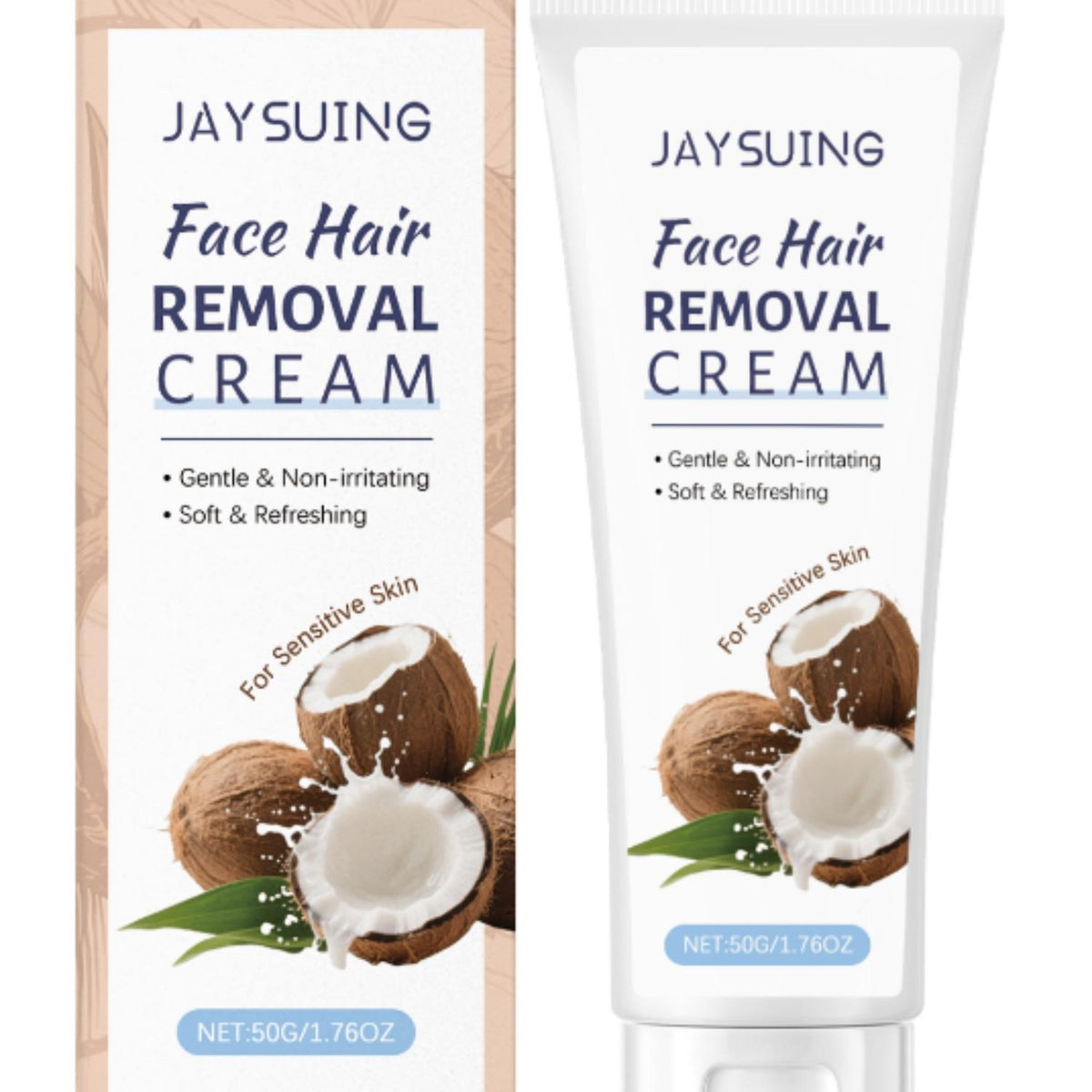 Coconut Facial Hair Removal Cream 50g - Gentle Skin Depilatory for Face