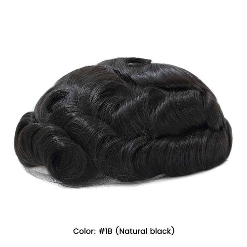 Tresshairca Human Hair Toupee for Men, Natural and Comfortable, French Lace and Polyskin Base, Real Human Hair, 6"x8"