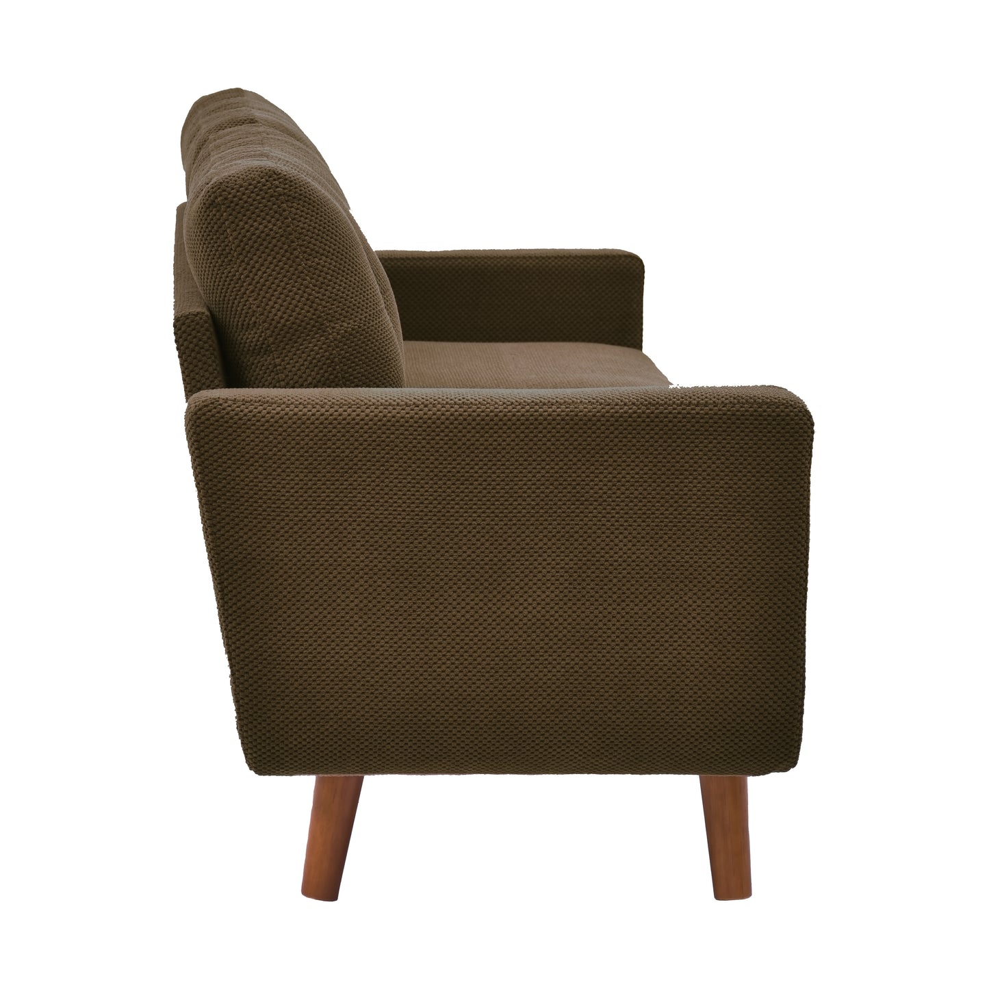 65-Inch Modern Minimalist Loveseat with Nubby Upholstery - Coffee