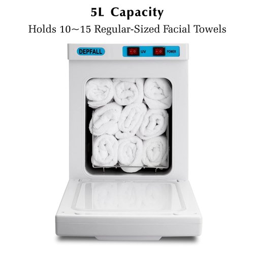 DEPFALL Mini Hot Towel Warmer, 5L Small Hot Towels Cabinet, 2-in-1 Spa Towel Warmers for Facials, Bathroom, Barber, Salon, Esthetician, Beauty, Upgrade Fast Heating Aluminum Interior, White