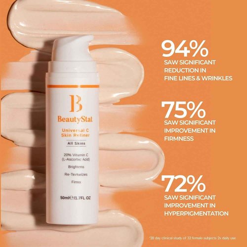 BeautyStat Brighten & Strengthen Daily Travel Starter Kit: 10ml Universal C Skin Refiner, 10ml Probiotic Moisture Boost Cream, 30ml Microbiome Purifying Cleanser, (3) Triple Action Daily Peels
