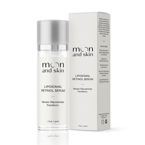 Moon and Skin Liposomal Retinol Serum Encapsulated Vitamin A Complex for Face and Neck Night Repair Gentle Fast-Absorbing Age-Defying Smoothing and Renewing Airless Pump 1 fl oz