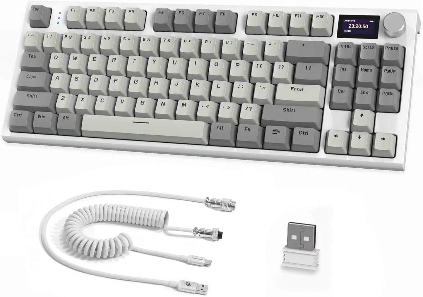 RK86 RGB 75% Wireless Gasket Mechanical Keyboard,Triple Mode Bluetooth5.0/2.4G/USB-C 82 Keys Hot Swappable Gaming Keyboard 4000 mAH Battery w/Knob & 1.2'' HD OLED Display,Custom Linear Switches