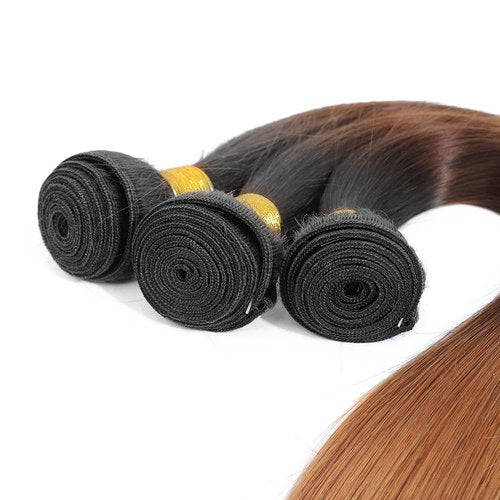 T1B430 Ombre Brown Bundles Human Hair 26 28 30 Inch Straight Human Hair Bundles Ombre Bundle T1B/4/30 Brown Bundle Unprocessed Brazilian Virgin Hair for Black Women