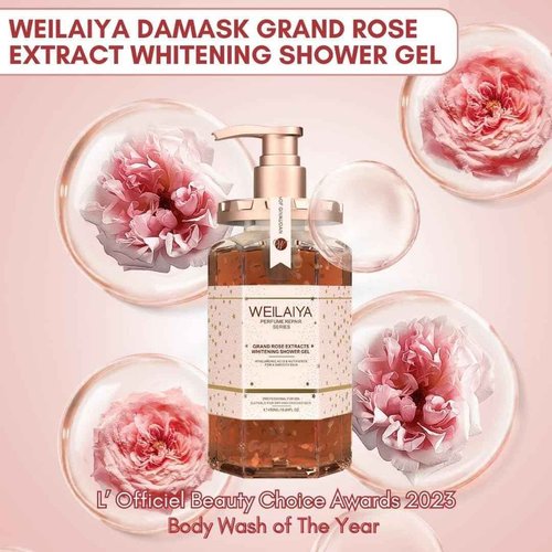 Weilaiya Damask Grand Rose Extract Shower Gel – 450mL / 15.2 fl oz – Moisturizing Body Wash with Natural Rose Essence – Gentle, Hydrating, Aromatherapy Cleanser for All Skin Types