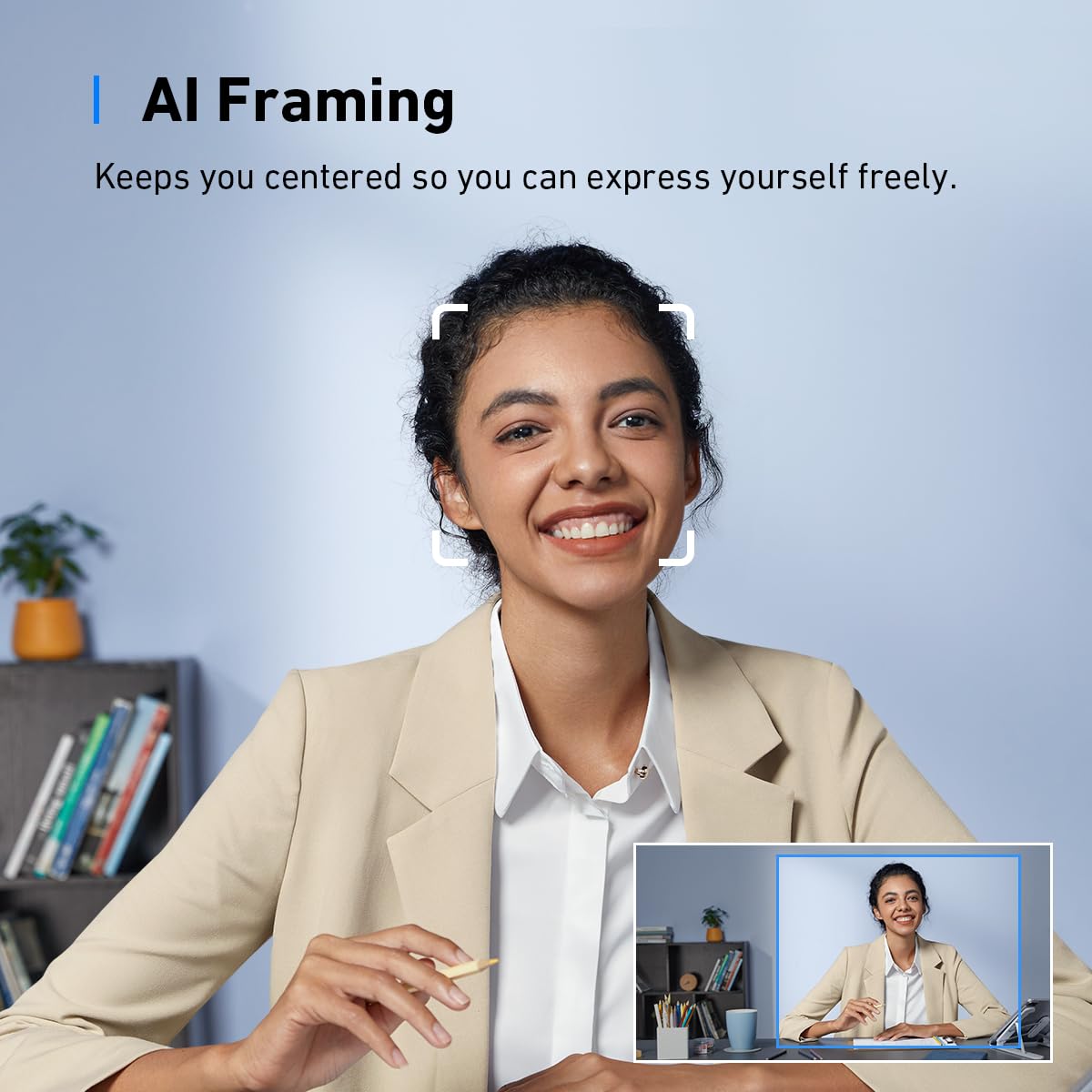 AnkerWork C310 Webcam, 4K Webcam, 12 Megapixel, AI Auto Focus, AI Framing, AI Noise Canceling Mic, Built-in Privacy Cover, and Adjustable FOV, 1080p@60FPS HDR, for Video Calls (Renewed