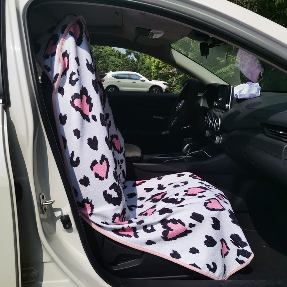 LoyaGour Car Seat Cover Protector Front Seats,for Gym Workout,Running,Swimming,Beach and Hiking,Waterproof Sweat Towel Bucket Seat Covers for Cars SUV Trucks (Leopard Print, 1Pcs)