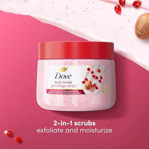 Dove Pomegranate & Shea Butter Body Scrub Exfoliates and Deeply Nourishes for Smooth, Radiant Skin 15 oz