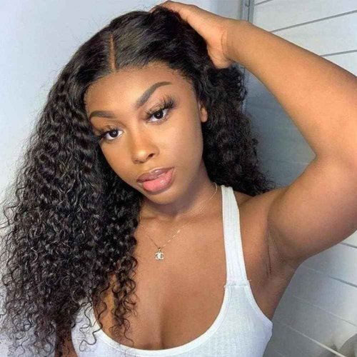 Besurina Kinky Curly Lace Front Wig Human Hair 13x4 Wear and Go Glueless Wigs Human Hair Pre Plucked with Baby Hair 20 Inch HD Deep Jerry Curly Wave Lace Frontal Wigs 150% Density Full and Thick