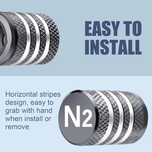 Tire Valve Stem Caps Cover - (5 Pack) Tire Air Cap N2 Nitrogen Metal with Plastic Liner Corrosion Resistant Leak-Proof for Car Truck Motorcycle Bike Grey