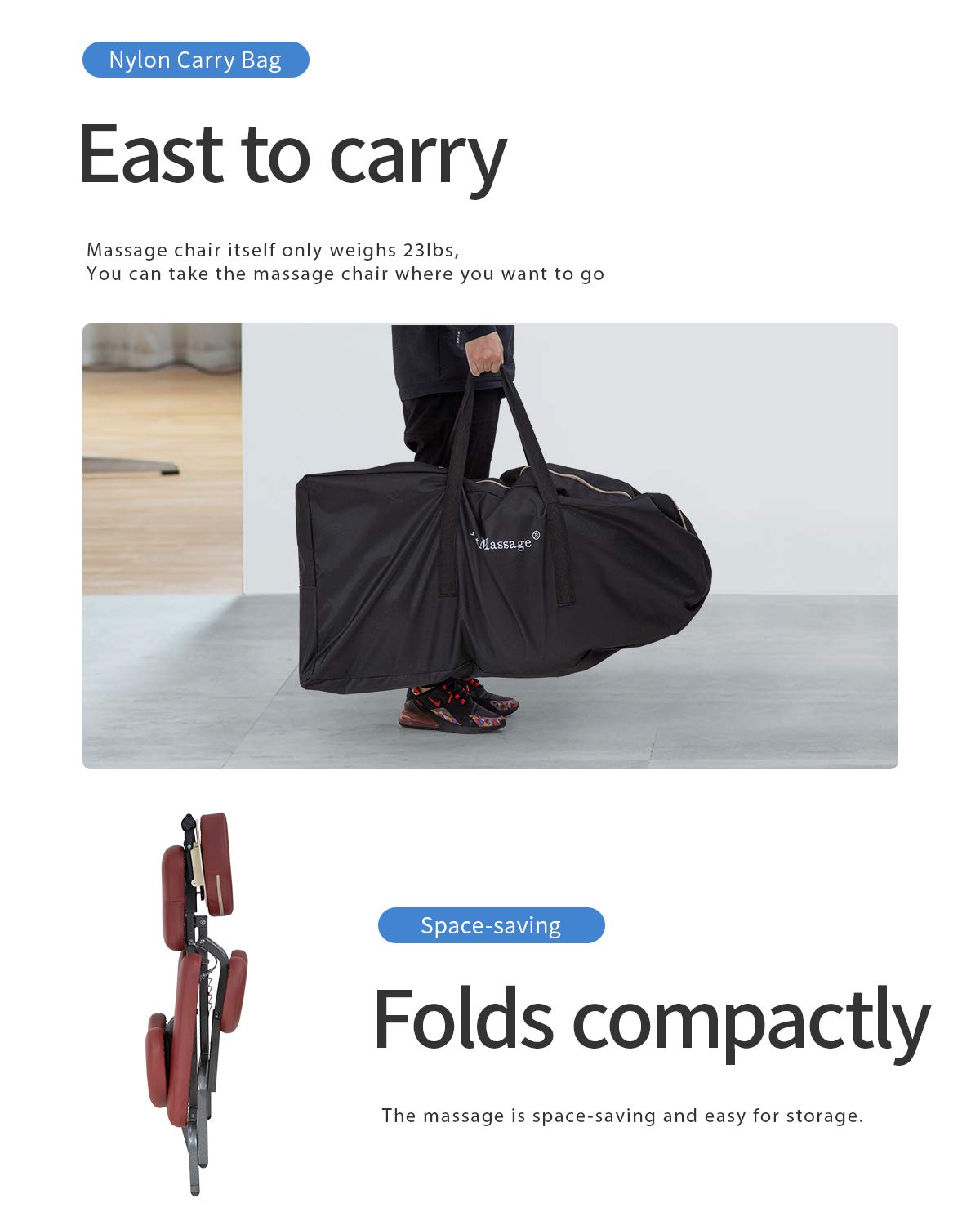 PayLessHere Massage Chair Portable Tattoo Chair Folding Height Adjustable 2 Inch Thick Sponge Light Weight Therapy Chairs Carring Bag Face Cradle Travel Spa Chairs,Burgundy