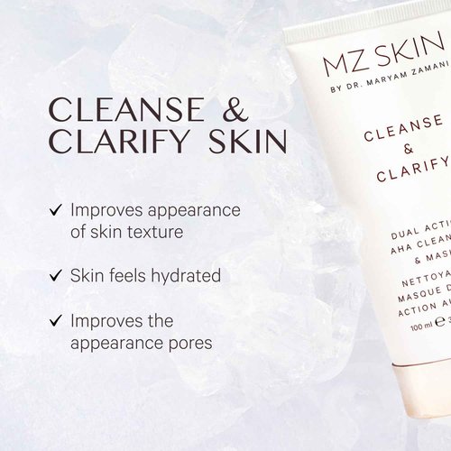 MZ SKIN Cleanse & Clarify Dual Action Cleanser & Mask 3.4 fl oz | Exfoliating AHA & Papaya Enzyme Face Wash | Smooths Texture, Refines Pores & Brightens