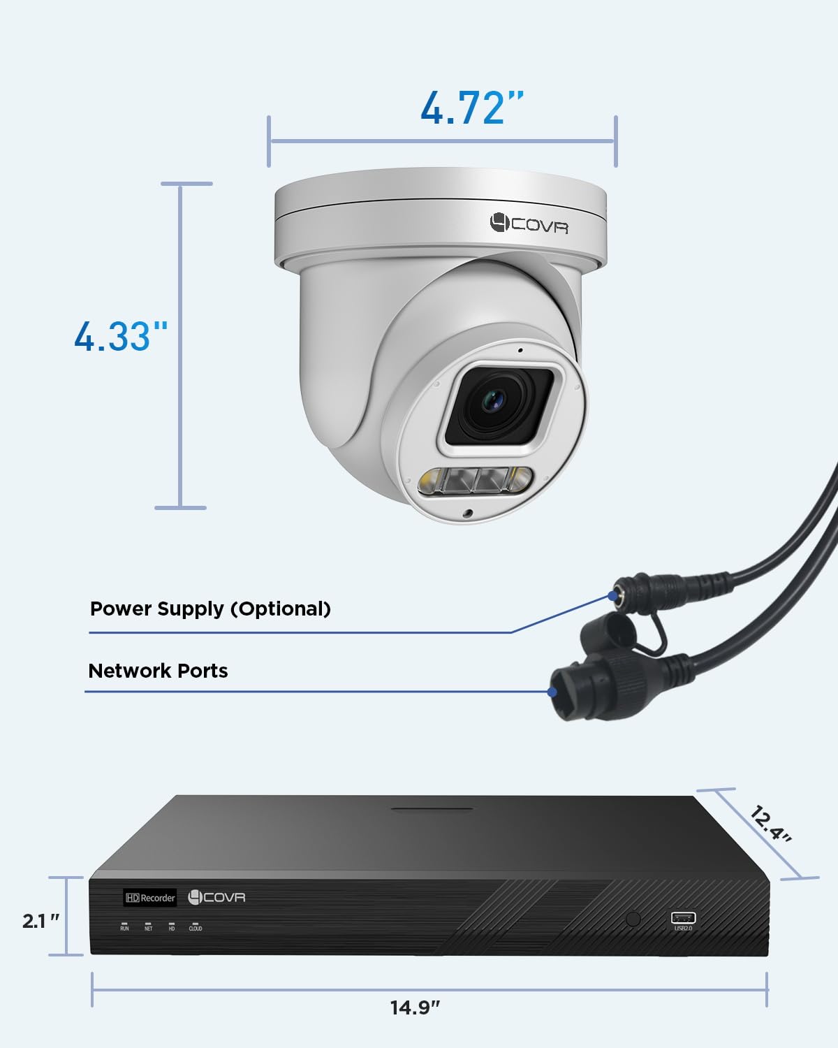 4COVR 16 Channel PoE PTZ Security Camera System 4K, 12X 5MP IP PTZ Camera Two Way Audio, 280ｰ Pan 90ｰ Tilt 5X Optical Zoom, Smart Color Night Vision, Human Vehicle Detection, NVR 4TB HDD, LY5XCP8M1612