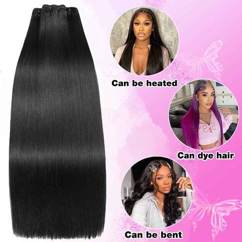 12A Human Hair Bundles 20 22 24 Inch Straight Human Hair Unprocessed Brazilian Hair 3 Bundles Quick Weave Natural Black