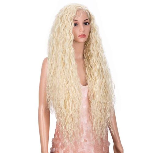 Style Icon Easy-360 Lace Wigs 13x6 Free Part Lace Frontal Wigs 32” Long Water Wave Wig Synthetic Wig (32 Inch, 613)