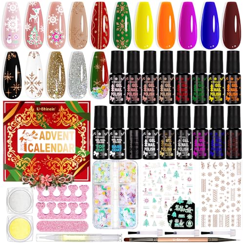 Nail Polish Advent Calendar 2025£¬24-Piece Nail Varnish Advent Calendar Christmas Calendar for Women and Girls, Nail Polish Colours Kit, Nail Art Tool Glitter Decorations Care and Accessories