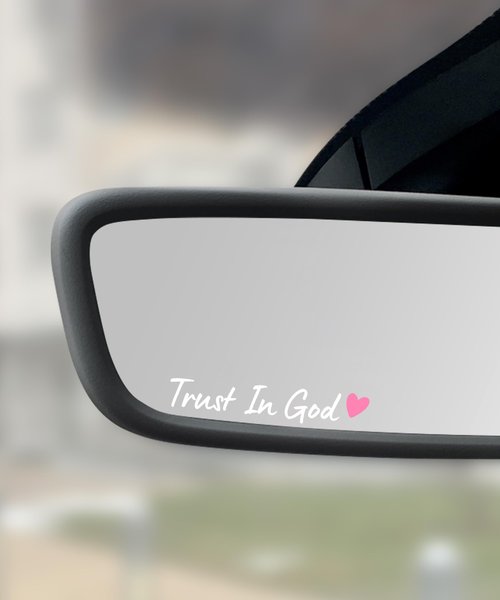 SCUARI 4PCS Car Stickers,Cars Decals,Car Accessories Trust in God Rearview Mirror Sticker,Auto Stickers and Decals,Auto Decals for Women,Trust in God Mirror Decoration,Fits Most Vehicles (White&Pink)