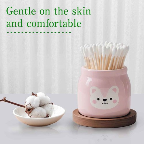 LECEHIVO 11000 Pcs Double Round Cotton Swabs Bulk Travel Size Cotton Buds with Wooden Sticks for Ear Cleaning, Makeup, Daily Use, Pet Care, Arts Crafts