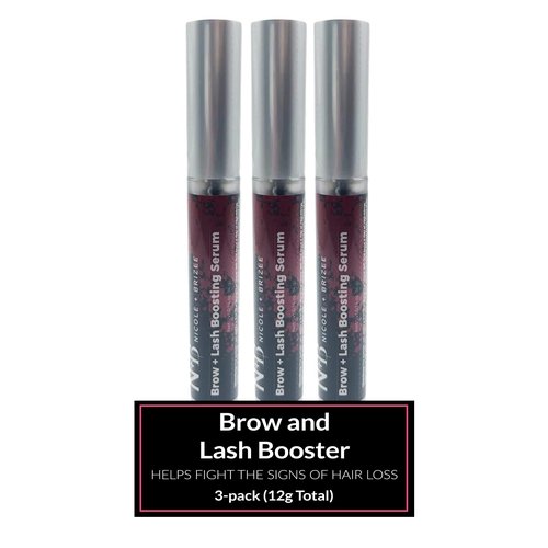 Nicole + Brizee Brow & Lash Serum – Natural Formula with Biotin, Squalene, Ubiquinone, Wheat & Soy Amino Acids, Provitamin B5 – Supports Thicker, Fuller Lashes and Brows – Made in The USA - 3 Pack