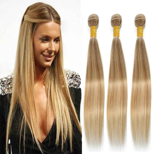 26 28 30 inch P27/613 Blonde Human Hair Bundles Blonde Straight Human Hair Bundles Brazilian Virgin Hair Two Tone #613 Blonde Mixed With #27 Hair Extensions