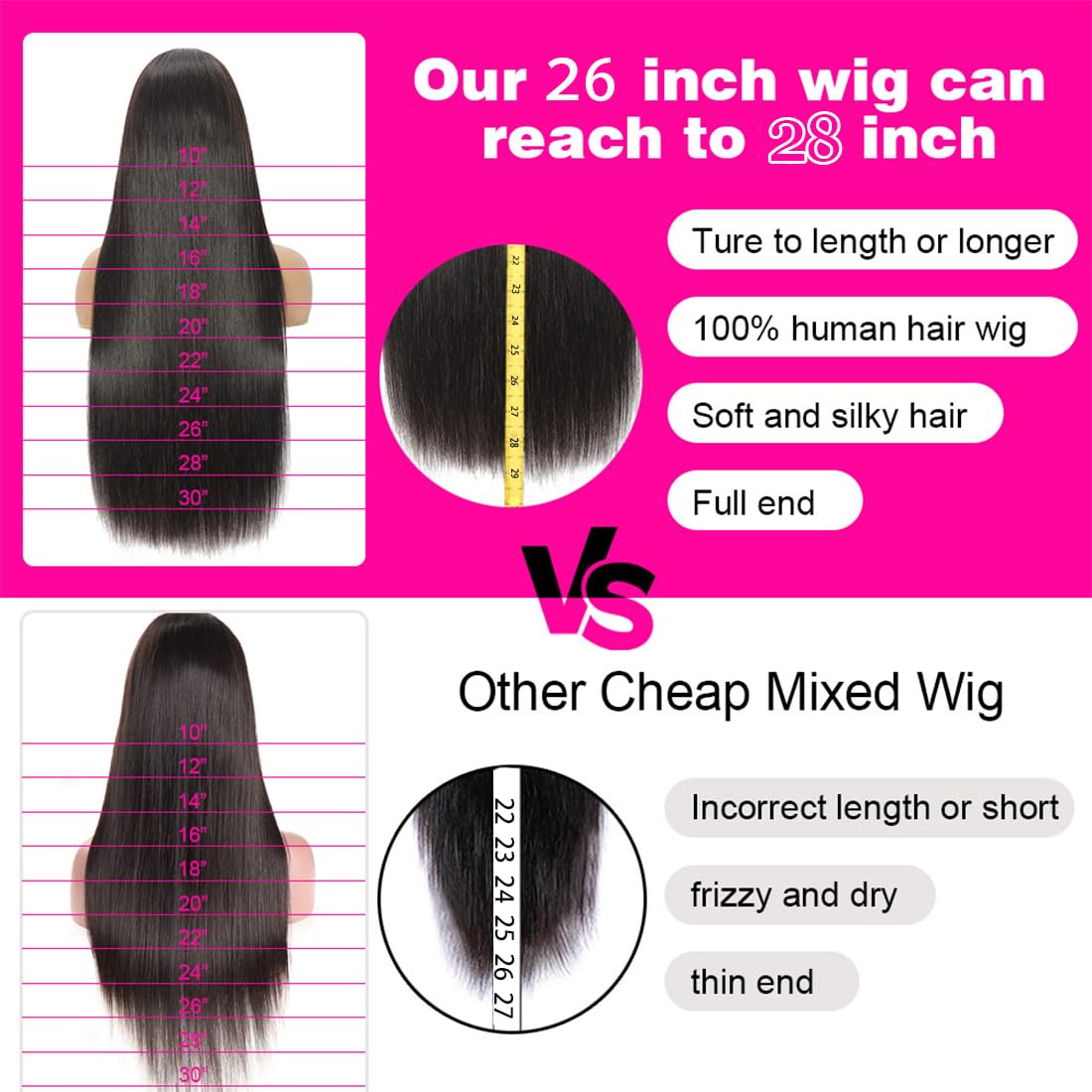 punhurt HD Lace Front Wigs Human Hair Pre Plucked Pre Bleached with Baby Hair Ear to Ear 13x6 Lace Frontal Wig 100% Brazilian Unprocessed Virgin Human Hair Wigs for Women 200% Density (26 Inch)