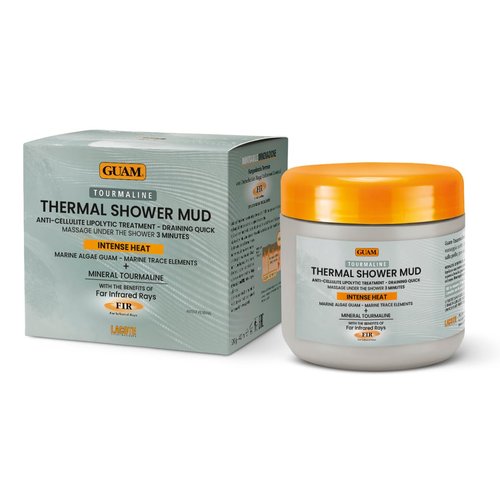 Guam Seaweed & Tourmaline Thermal Mud Anticellulite Remover | 3-minute Shower Body Mask for Cellulite Removal | Hot Infrared FIR Anti Cellulite Treatment for Thighs and Legs, 1.1LB