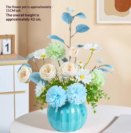 Artificial Flower Decor Bouquet with Vase - Silk Floral Arrangement for Home & Garden