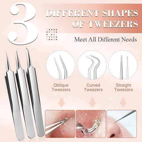Medical Grade Blackhead Extraction Tool Kit - Blackhead Remover Tool Comedones Extractor Acne Removal Kit for Blemish - Whitehead Popping - 7 Pcs Set Removing for Nose Face Tools (Content 7-Piece Set)