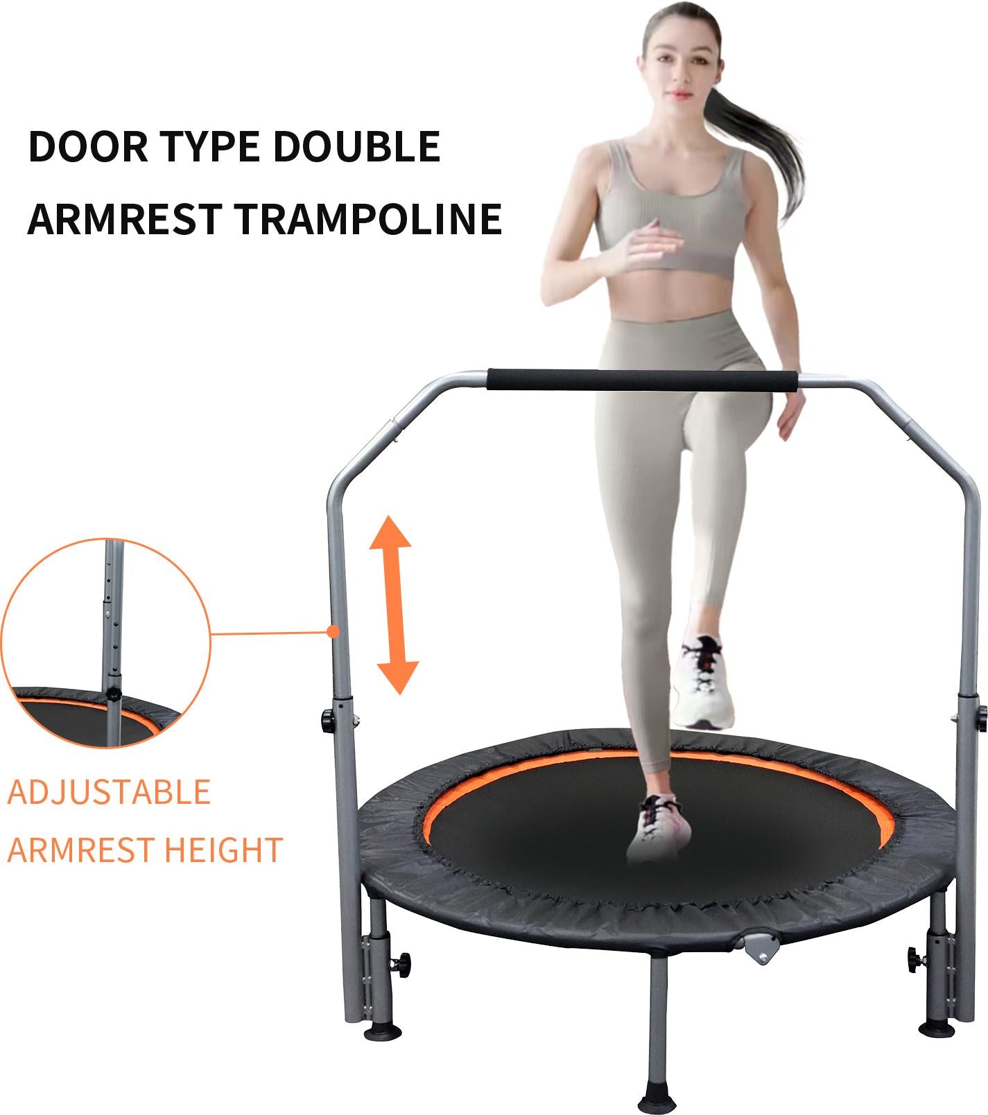 Mini Fitness Trampoline with Adjustable Handles - 48 Inch