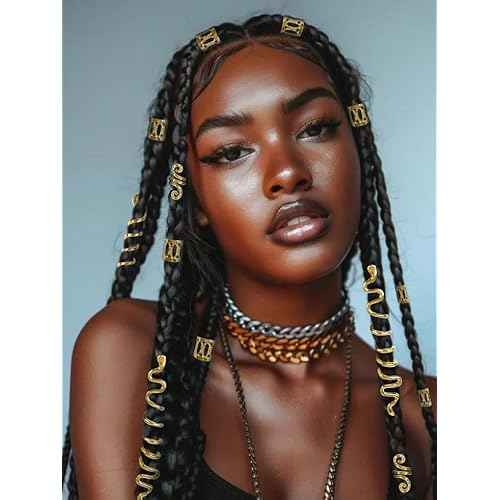 26pcs Gold Hair Accessories for Women Loc Hair Jewelry for Braids Metal Dreadlock Beads Set Snake Hair Clips Decoration Gold