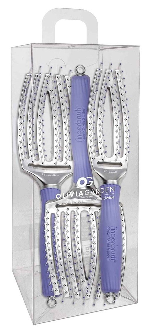 Olivia Garden Finger Brush Scalp-Hugging & Vented Paddle Hair Brush (3-Piece Kit)