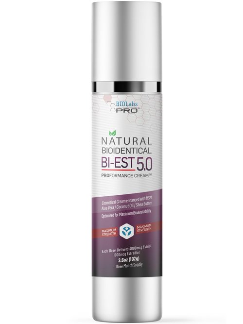BIOLABS PRO Estro Cream BiEST 5.0 - Bioidentical Max Strength Solution - 5mg Per Dose - Three Month Supply - Luxury Bottle - 3.6oz