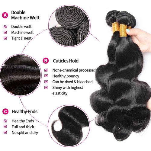 MDL 12A Grade Human Hair Bundles Body Wave Bundles Human Hair 18 20 22 Inch Unprocessed Brazilian Virgin Hair Body Wave 3 Bundles Human Hair Extensions for Black Women Natural Color(18 20 22 Inch)