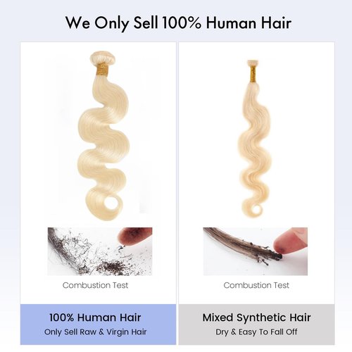 613 Bundles Human Hair 16 16 16 Inch Blonde Body Wave Bundles 100% Unprocessed 16A Brazilian Virgin Hair 3 Bundles Human Hair Body Wave Hair Extensions for Women can be Dyed Bleached